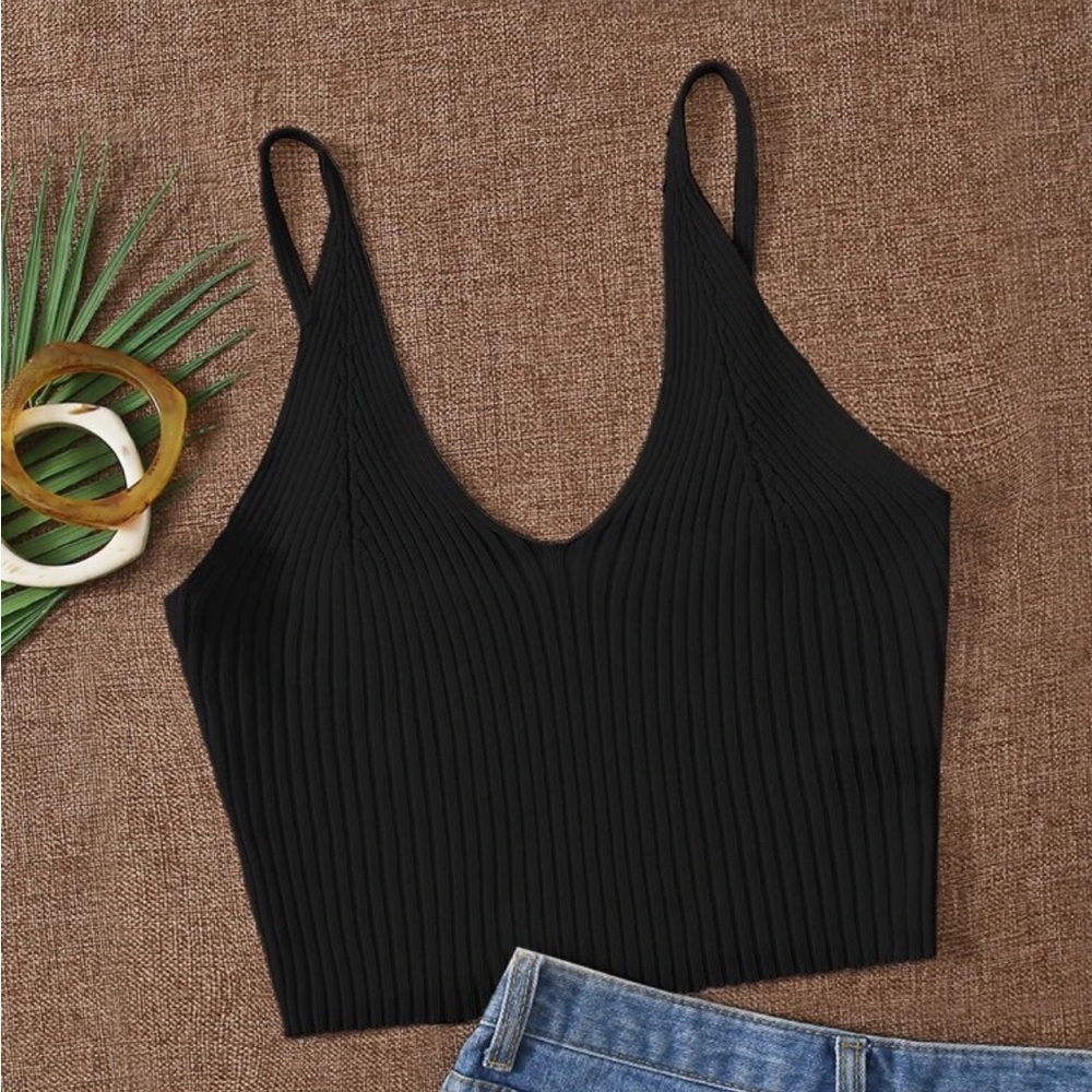 Black Ribbed Women's Top